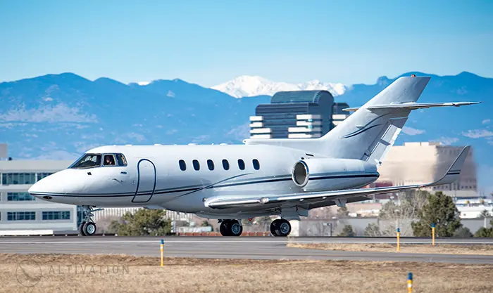 Hawker 800XP midsize jet exterior, Fly Tango Jets private charter