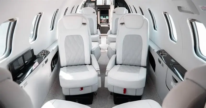 Private jet cabin interior, Fly Tango Jets charter experience