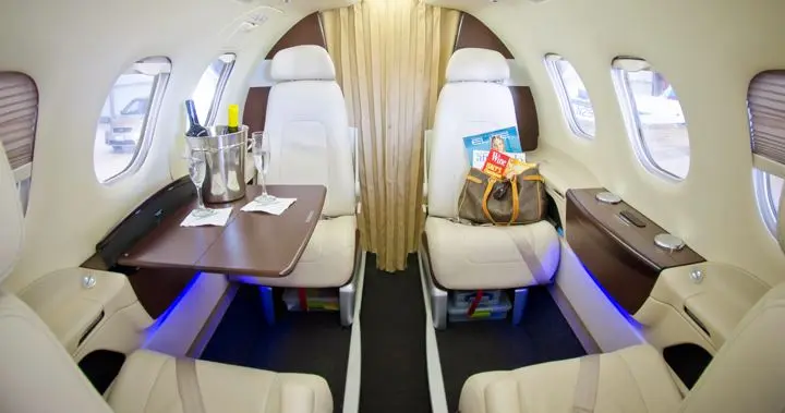 Phenom 100 private jet interior